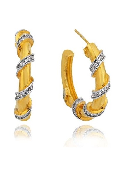 Emily Beyaz Taşlı Halka Küpe