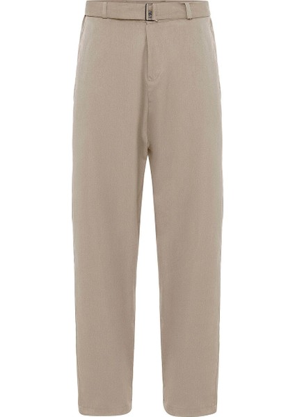 Kemerli Baggy Kumaş Pantolon Bej modelleri