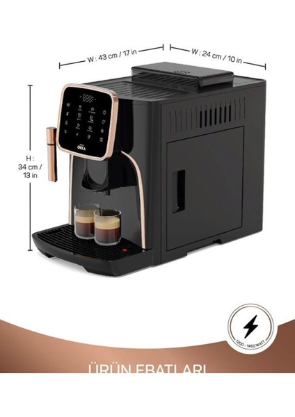 Okka Pro OK0030 Tam Otomatik Espresso Makinesi Bakır modelleri