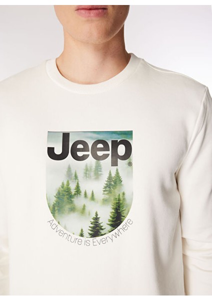 Ekru Erkek Bisiklet Relaxed Baskılı Sweatshirt J4WM-SWT7249 modelleri