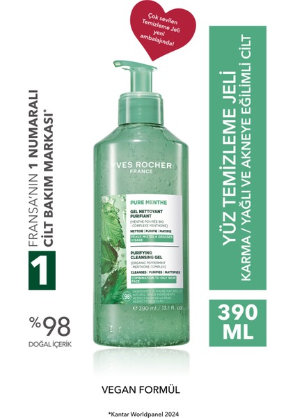 Yüz Yıkama Jeli-Karma,yağlı,sivilce Eğilimli Cilt-Pure Menthe Arındırıcı Botanik Kompleks 390ML