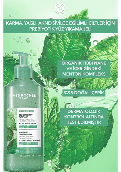 Yüz Yıkama Jeli-Karma,yağlı,sivilce Eğilimli Cilt-Pure Menthe Arındırıcı Botanik Kompleks 390ML indirimleri