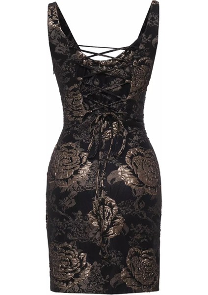 Altın Jakar Kolsuz Kısa Elbise fiyatları