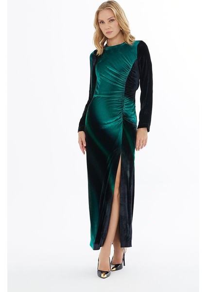 Kolları Bağlama Detaylı Uzun Elbise