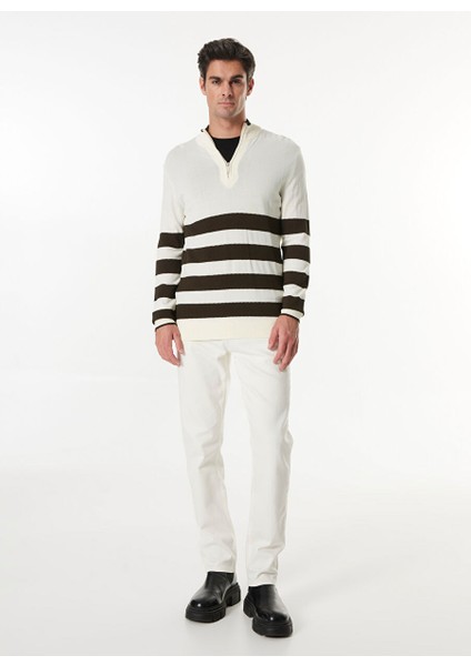 Ekru Erkek Bato Regular Fit Çizgili Kazak FC4WM-KZK 2618 fiyatları