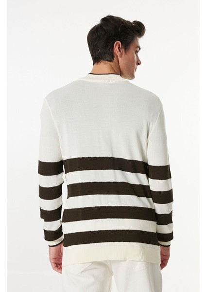 Ekru Erkek Bato Regular Fit Çizgili Kazak FC4WM-KZK 2618 indirimleri