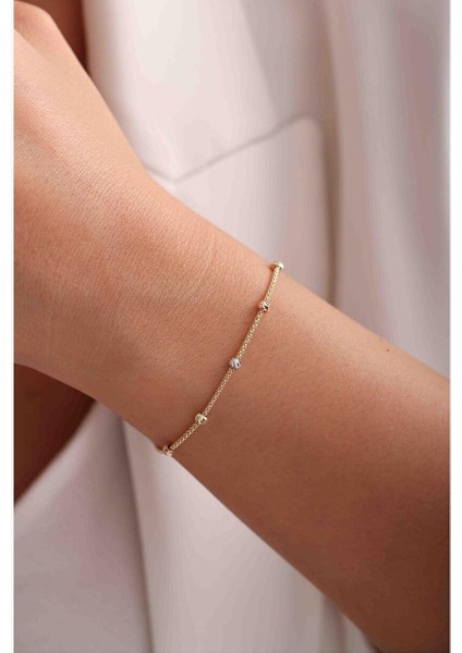 14 Ayar Kalın Zincirli 3 Renk Dorika Bileklik