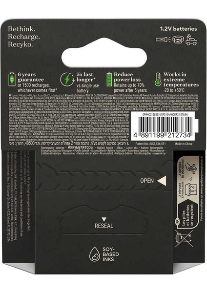 Batteries Recyko Pro 2100 Serisi 2000 Mah Aa Kalem Ni-Mh Şarjlı Pil, 1.2 Volt, 4'lü Kartela fiyatları