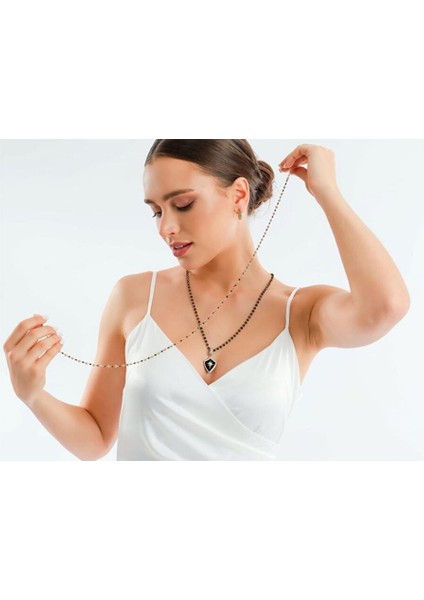 Altın Siyah Top Top Kolye modelleri