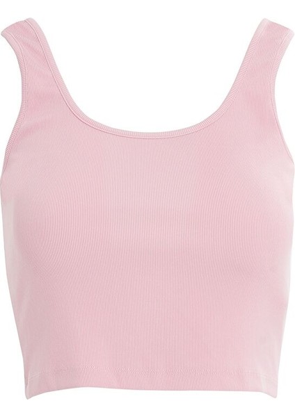 Basıc Askılı Pembe Crop Top