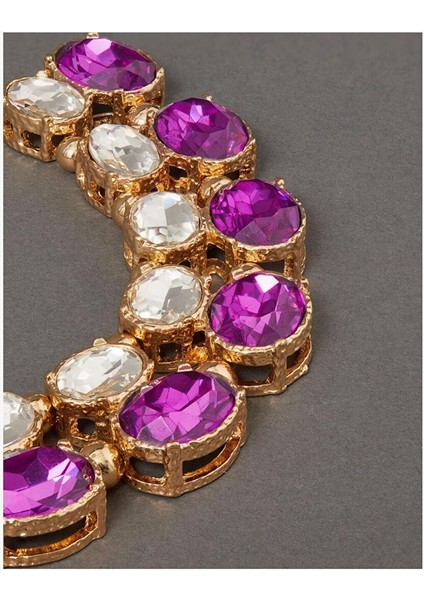 Oval Statement Necklace Purple modelleri