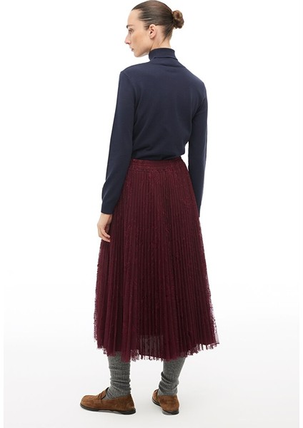 Bordo Yüksek Bel Bilek Boy Etek modelleri