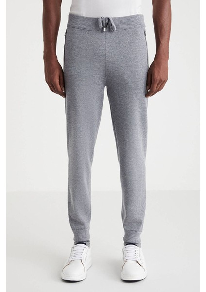 Açık Gri Merino Yün Activewear Şerit Detaylı Triko Pantolon fiyatları