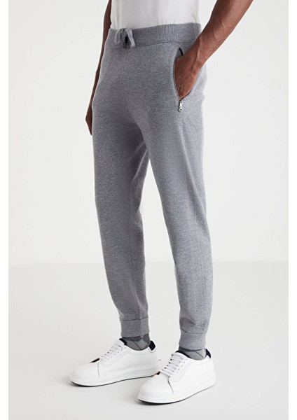 Açık Gri Merino Yün Activewear Şerit Detaylı Triko Pantolon fırsatları