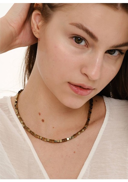 Lidya Altın Rengi Doğal Taş Kadın Kolye modelleri