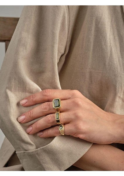 Nova Büyük Haki Yeşili Kristal Taşlı Yüzük fiyatları