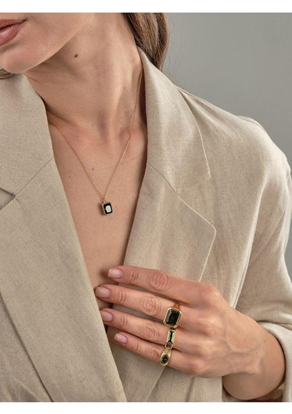 Nova Büyük Haki Yeşili Kristal Taşlı Yüzük indirimleri