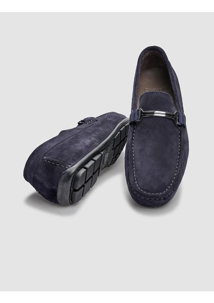 Hakiki Deri Lacivert Süet Tokalı Erkek Loafer fırsatları