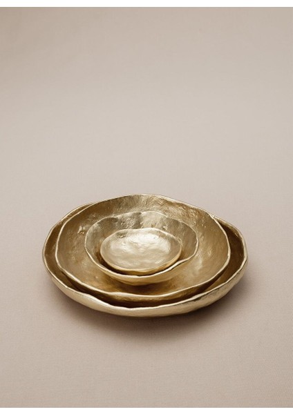 Mat Pirinç Döküm Doku Efektli Yuvarlak Dekoratif Obje 8 cm modelleri