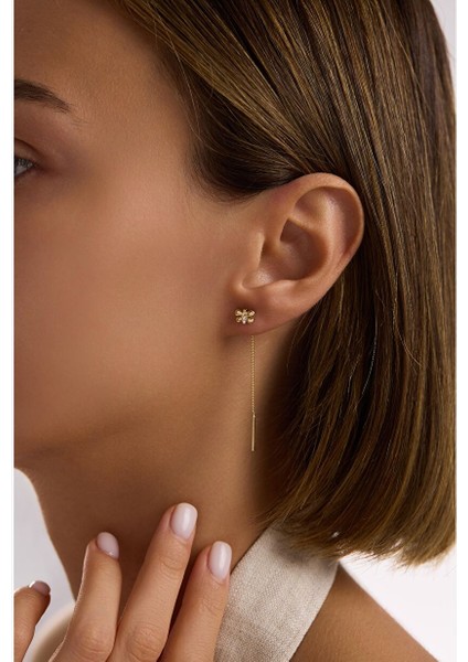 Taşlı Kelebek Sallantılı Küpe modelleri