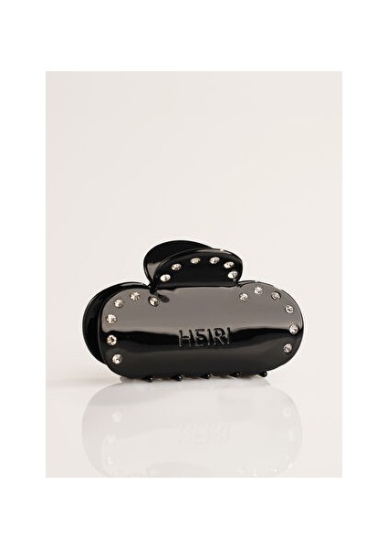 Trifoil Çiçek Siyah Taşlı Toka