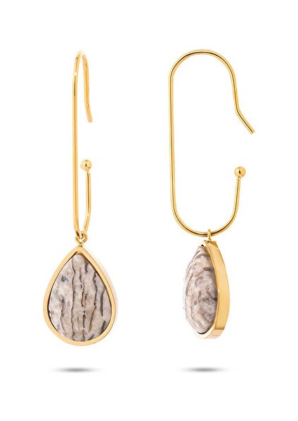 Yuna Doğal Taşlı Çelik Kadın Küpe