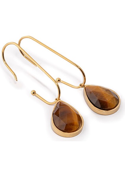 Yuna Kahverengi Doğal Taşlı Çelik Kadın Küpe fiyatları