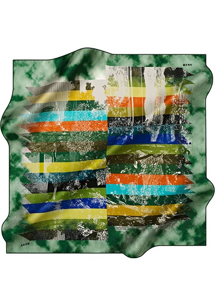 Eşarp Yeşil Kadın Desenli Eşarp 8582701351