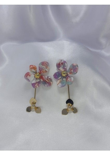 Flora Renkli Gold Küpe modelleri