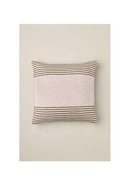 Fall Yünlü Kırlent Kılıfı Bej / Yeşil 45X45