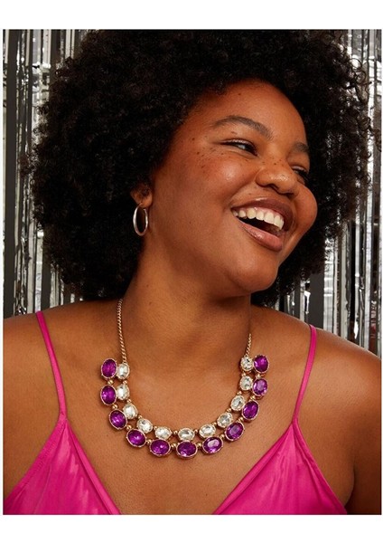 Oval Statement Necklace Purple