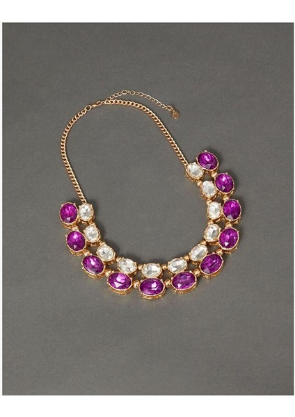 Oval Statement Necklace Purple fiyatları
