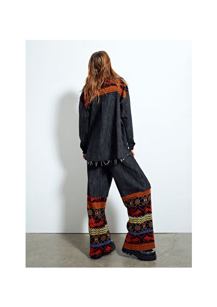 Normal Gömlek Yaka Desenli Siyah Kadın Gömlek CMKD03131 fiyatları