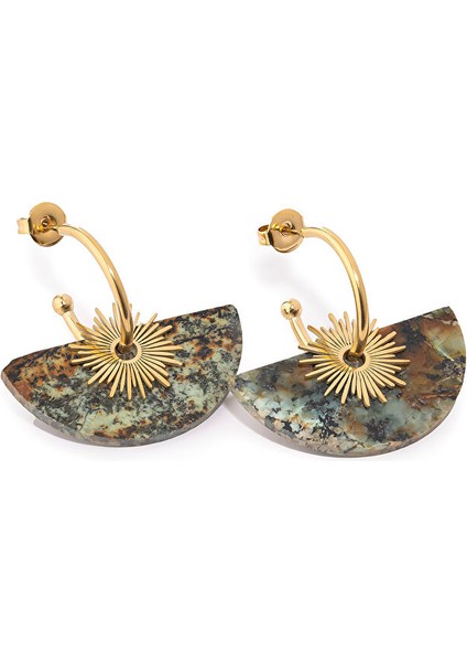 Jiji Gold Renkli Doğal Taşlı Altın Kaplama Çelik Kadın Küpe fiyatları