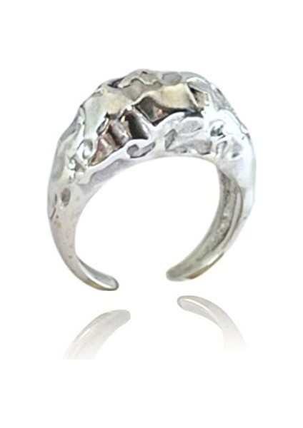 Pary Amorf Oval Yüzük Parlak Gümüş
