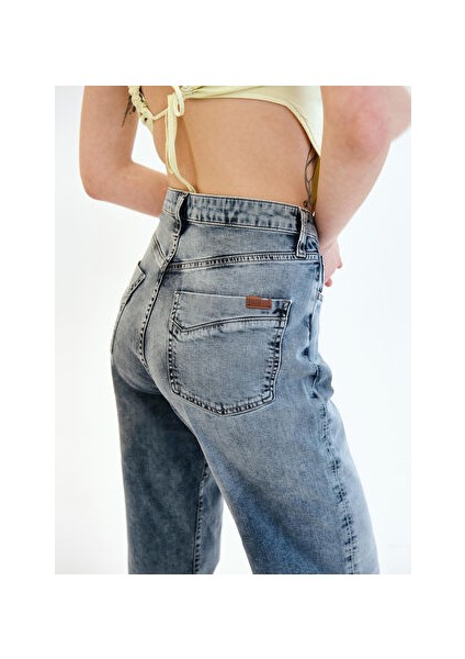 Açık Indigo Kadın Yüksek Bel Straight Denim Pantolon DT10030 modelleri