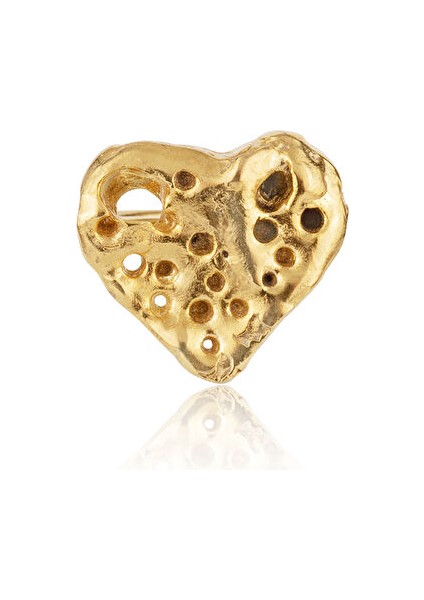 Delikli Sevgi Figürlü Altın Kaplama Bronz Kadın Yüzük