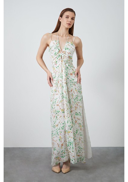 Ip Askılı Uzun Sıfır Kol Ekru Elbise modelleri