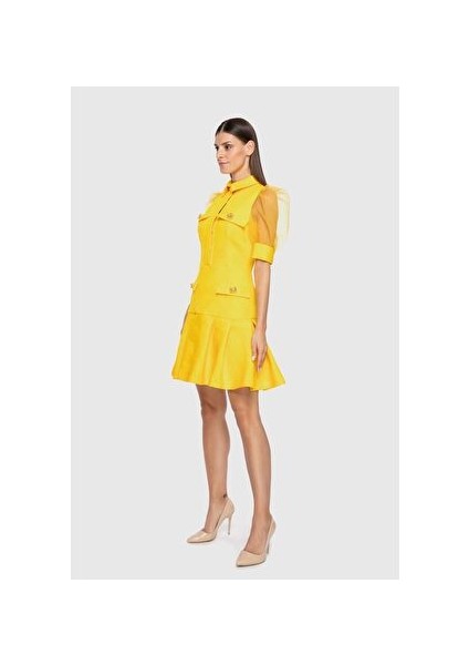 Kolları Tül Detaylı Mini Elbise fiyatları