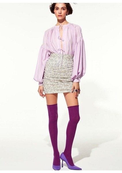 Jace Büzgülü Mini Etek Desenli