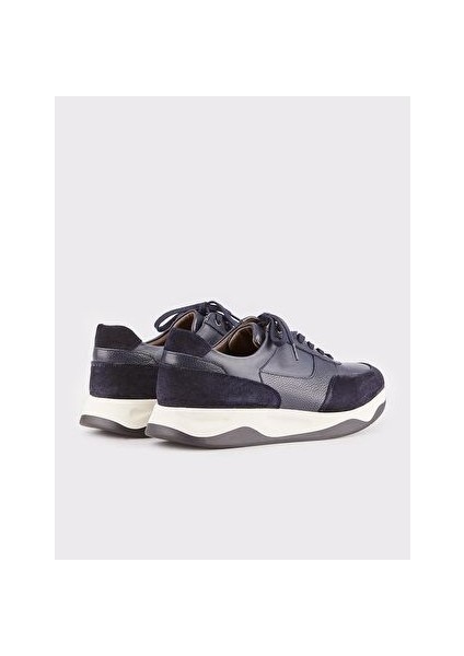 Erkek Hakiki Deri Lacivert Bağcıklı Spor Ayakkabı modelleri