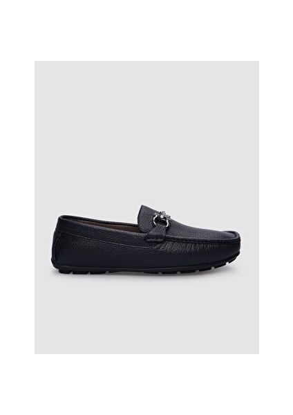 Hakiki Deri Lacivert Tokalı Erkek Loafer