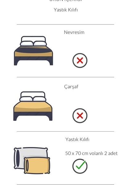 Varol 2 Adet Pan Serisi Ranforce Otel Yastık Kılıfı 50X70+5 Volanlı modelleri