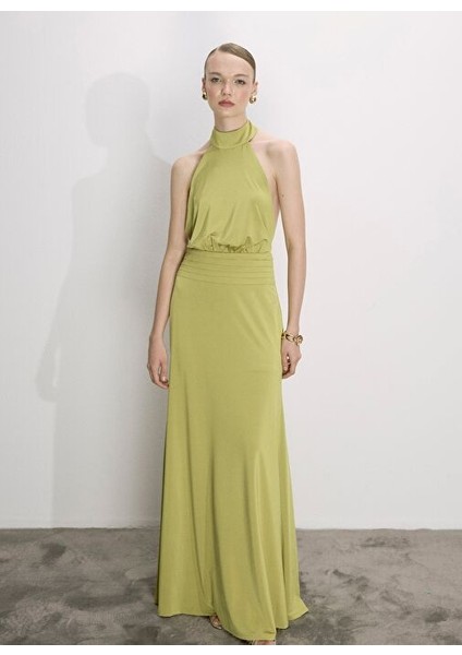 Juliette Uzun Jarse Elbise Yeşil