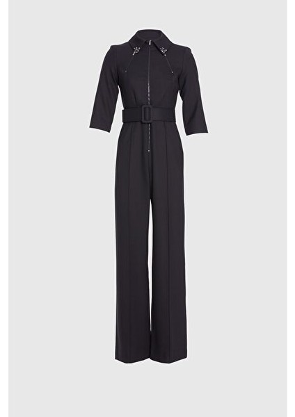 Fermuar ve Işleme Detaylı Tulum