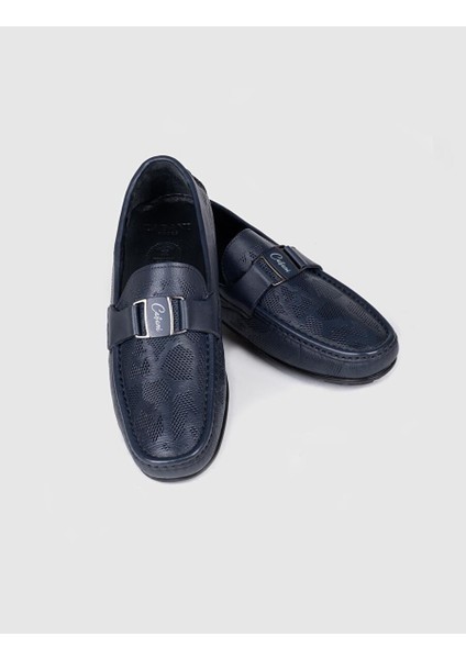 Özel Tasarım Hakiki Deri Lacivert Erkek Loafer fırsatları