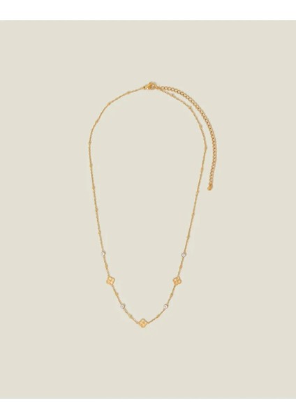 Z Taşlı Çiçekli Kolye Altın Kaplama