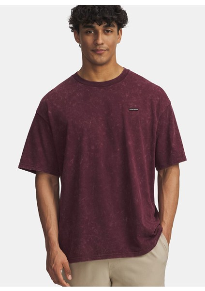 1389147-600-UA Hw Os Logo Wash Ss Bordo Bisiklet Normal Düz Erkek T-Shirt