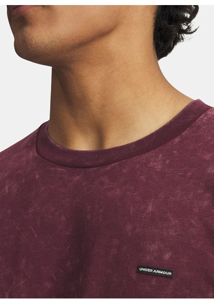 1389147-600-UA Hw Os Logo Wash Ss Bordo Bisiklet Normal Düz Erkek T-Shirt modelleri