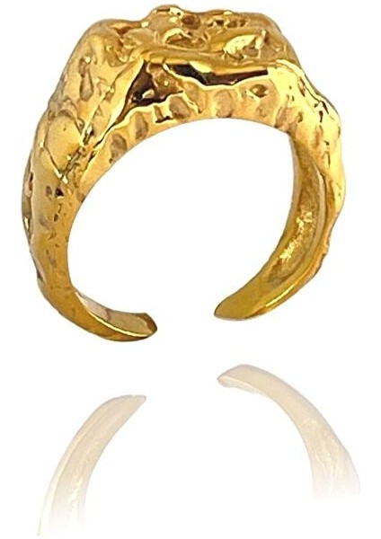 Deka Amorf Dikdörtgen Yüzük Parlak Gold